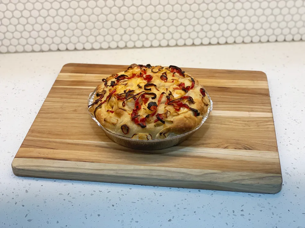 Pepper & Onion Sourdough Focaccia